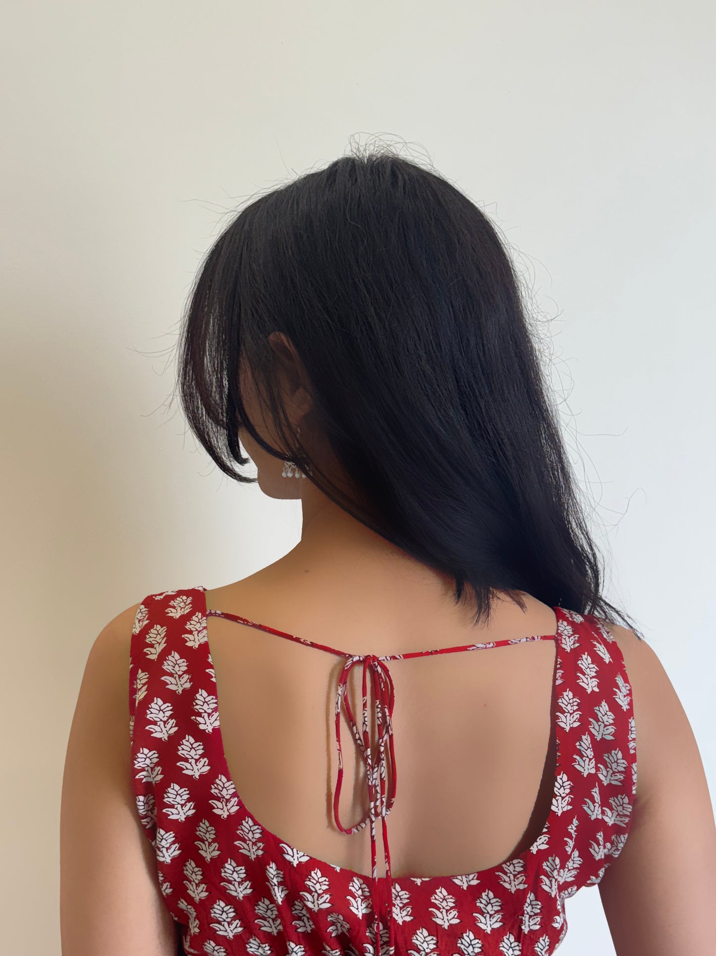 Red Laila Sleeveless Corset Kurti