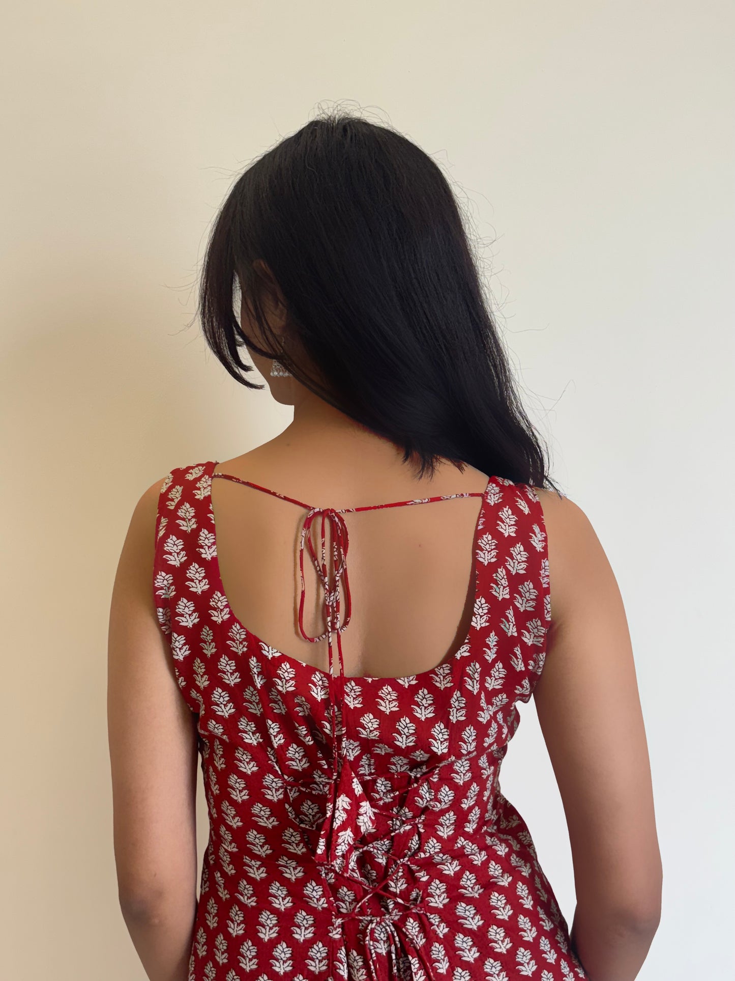 Red Laila Sleeveless Corset Kurti