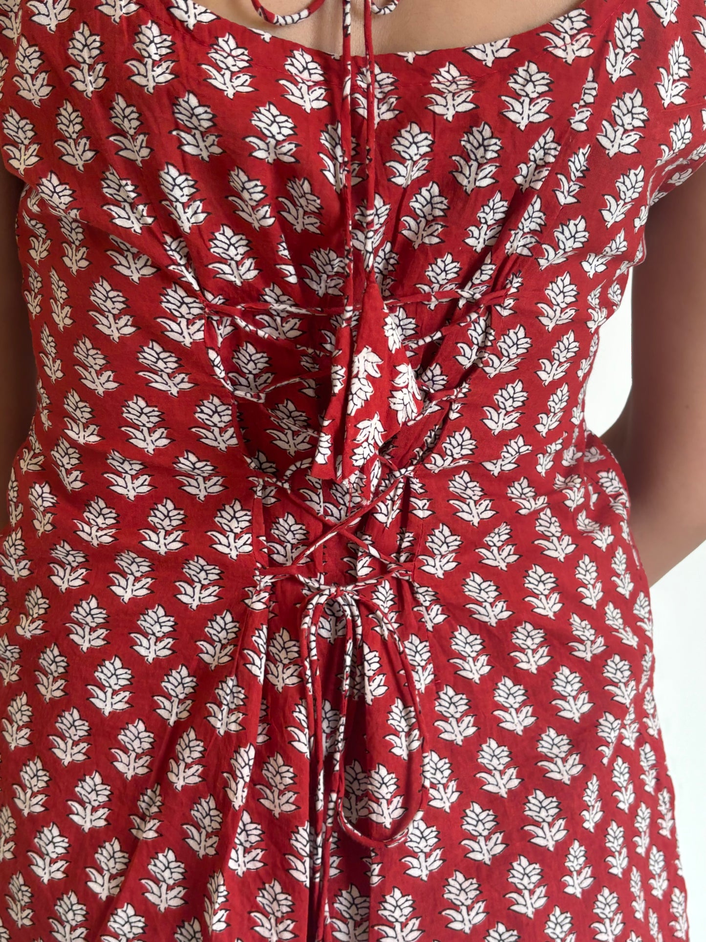 Red Laila Sleeveless Corset Kurti